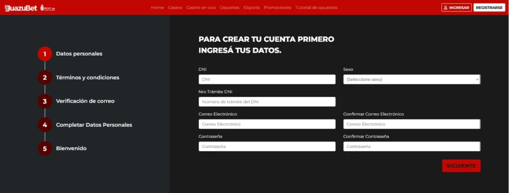 Guazubet registro pagina